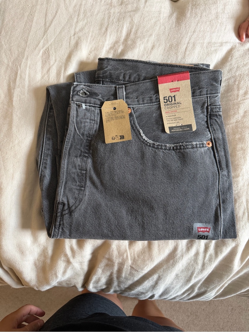 NWT Levi's 501 Original Cropped Jeans - Charcoal Gray